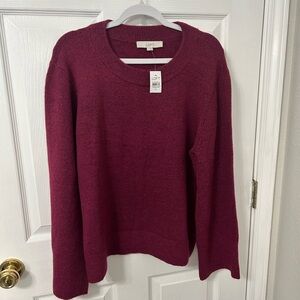 LOFT Women's Rich Burgundy Crew Neck Sweater